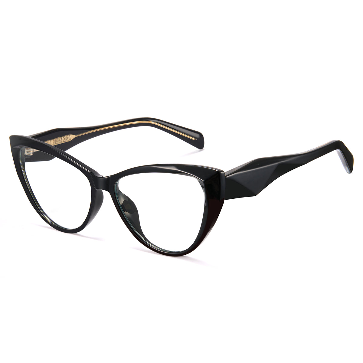 Glossy black cat eye blue light glasses for women, TR90 frame, SKU 8385T01