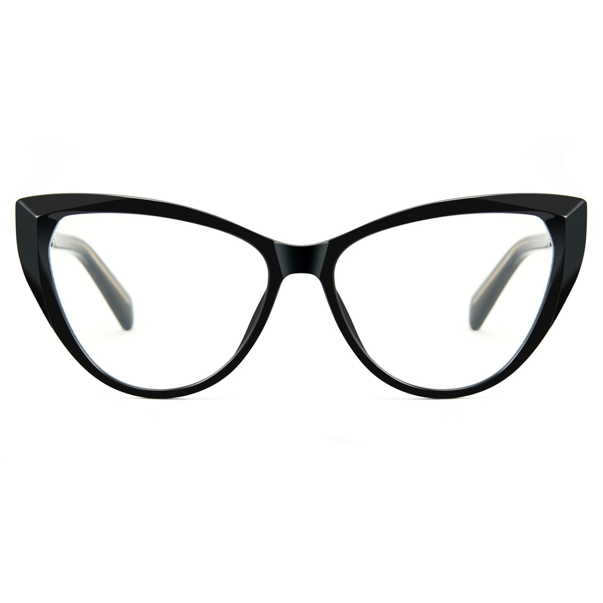 Glossy black cat eye blue light glasses for women, TR90 frame, SKU 8385T01