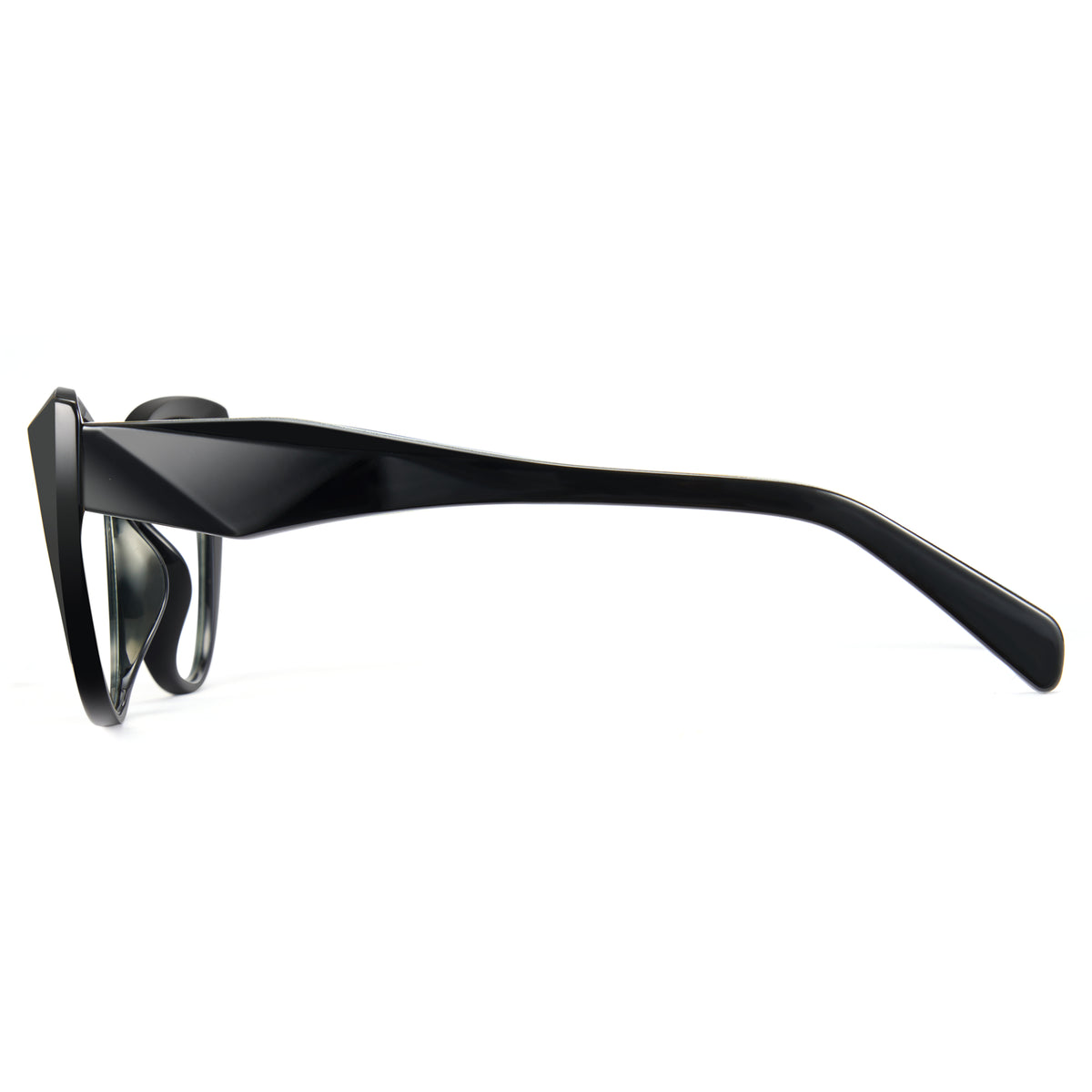 Glossy black cat eye blue light glasses for women, TR90 frame, SKU 8385T01