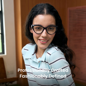 Glossy black cat eye blue light glasses for women, TR90 frame, SKU 8385T01