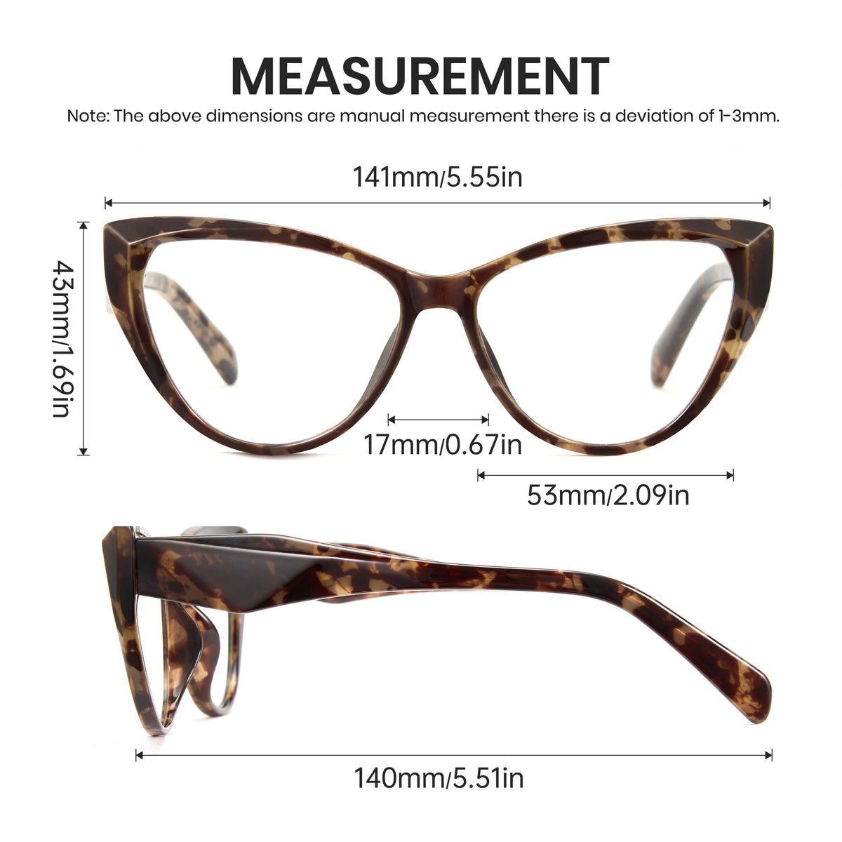 Bean flower tortoise cat eye blue light glasses, TR90, SKU 8385T03
