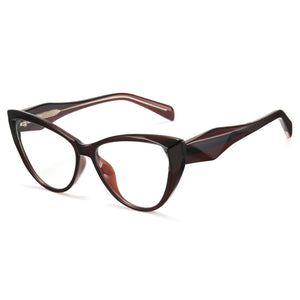 Dark tea cat eye anti-blue light glasses, TR90 acetate, SKU 8385T29