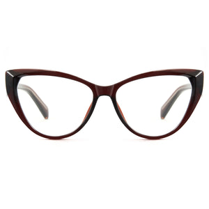 Dark tea cat eye anti-blue light glasses, TR90 acetate, SKU 8385T29