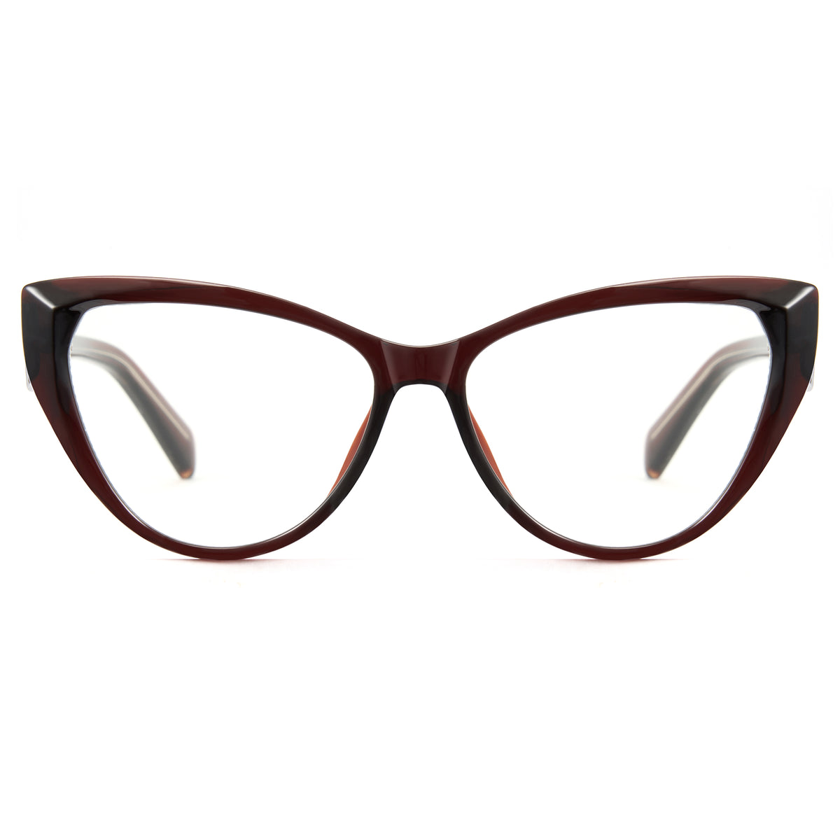 Dark tea cat eye anti-blue light glasses, TR90 acetate, SKU 8385T29