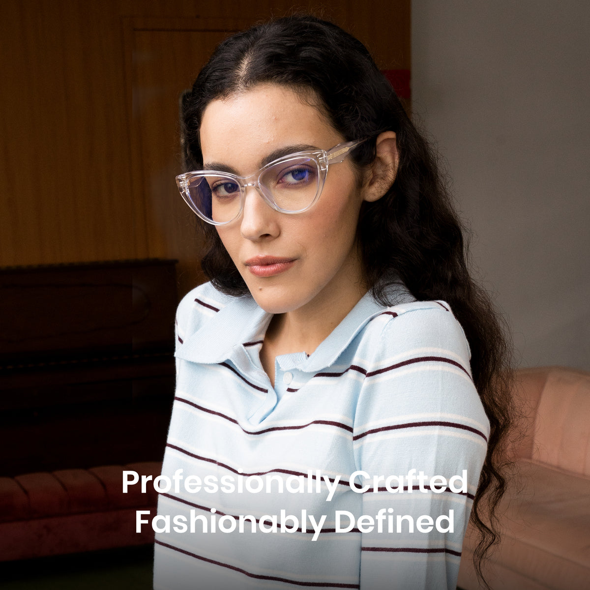 Transparent clear cat eye computer glasses, women's blue light blocking, SKU 8385T34