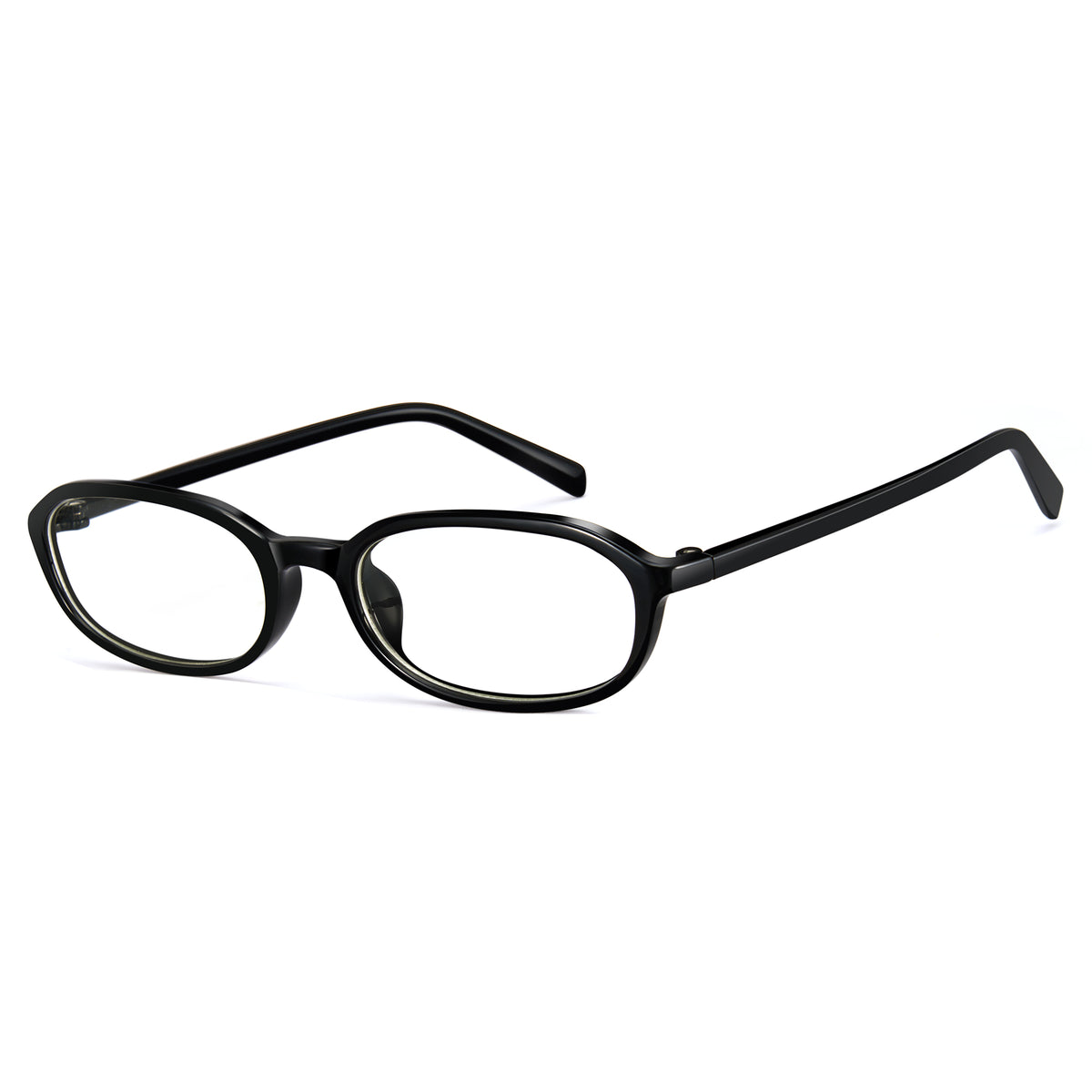Office siren glasses in glossy black oval frame for a sharp work look