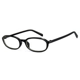 Office siren glasses in glossy black oval frame for a sharp work look