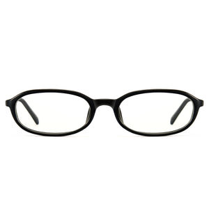 Office siren glasses in glossy black oval frame for a sharp work look
