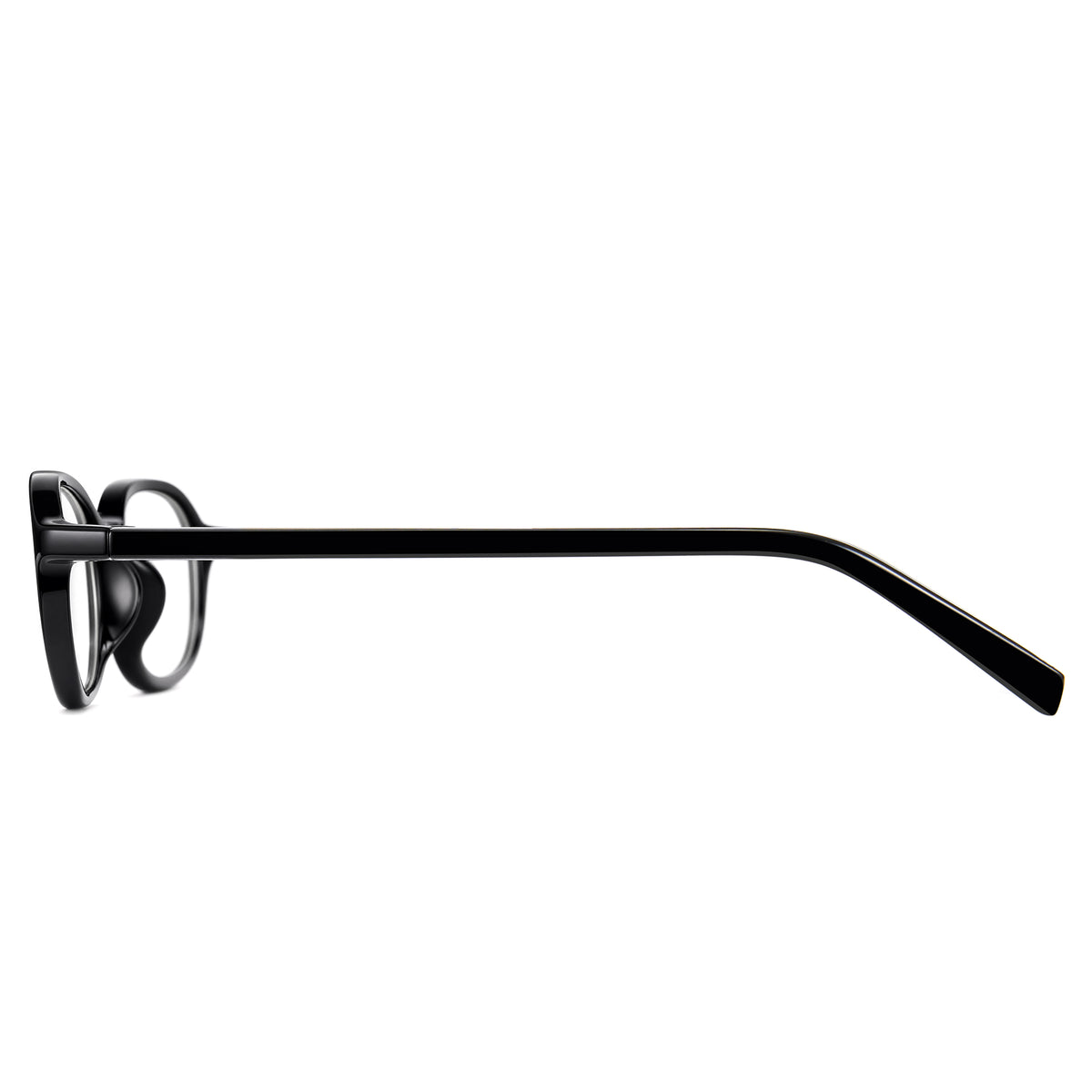 Office siren glasses in glossy black oval frame for a sharp work look
