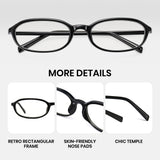Office siren glasses in glossy black oval frame for a sharp work look