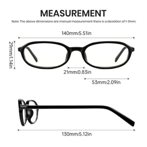 Office siren glasses in glossy black oval frame for a sharp work look