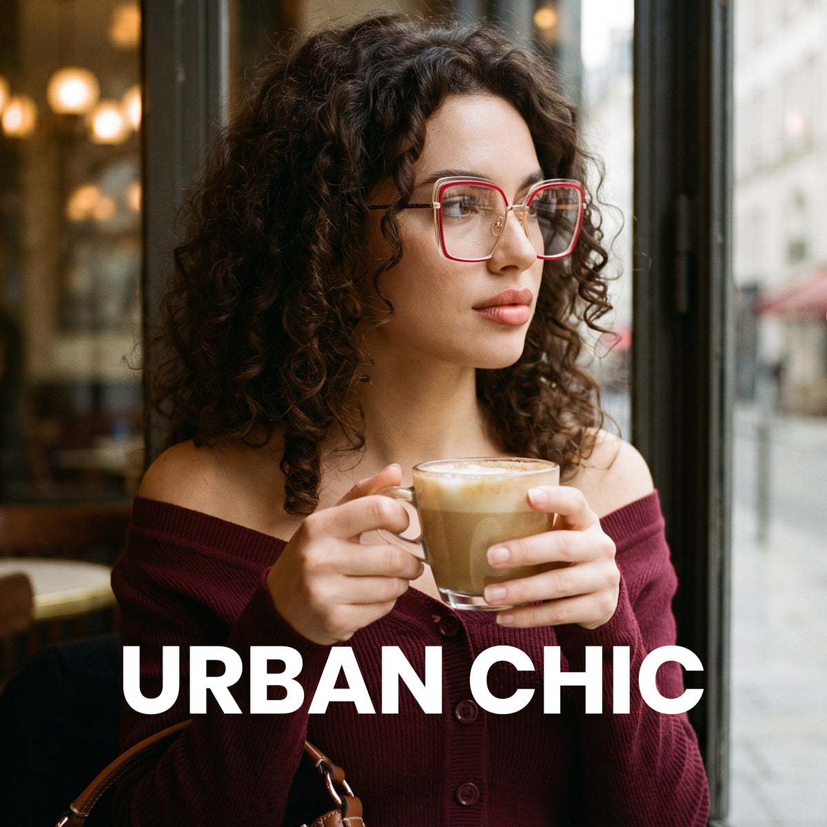 Red oversized photochromic blue light glasses, gold temples, TR90 square frame
