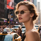 Cyxus Oval Trendy Double Bridge Non-Polarized Sunglasses 1324