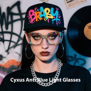 Cyxus Colorful Print Large Frame Hipster Computer Glasses 8308