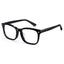 Glossy black rectangle anti-blue light glasses, acetate frame, white clear lens, minimalist computer eyewear