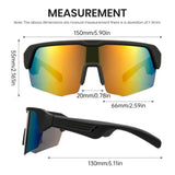 Sunglasses with measurements on a white background