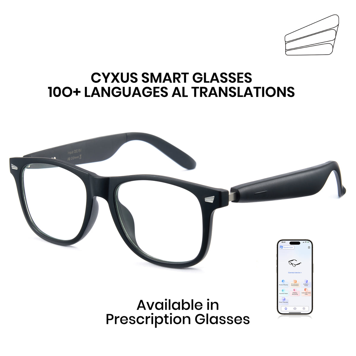 CYXUS Smart Glasses AI Play Music Take Calls 8284 Main image