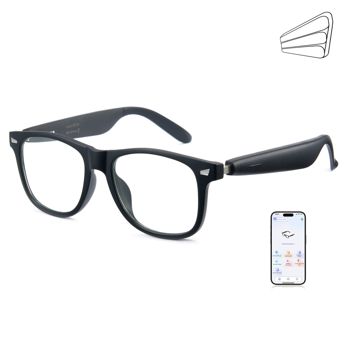 CYXUS Smart Glasses AI Take Calls 24h Long Lasting Battery 8284