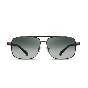 Polarized Sunglasses Men Double Bridge Gunmetal Frame Green Lens Outdoor