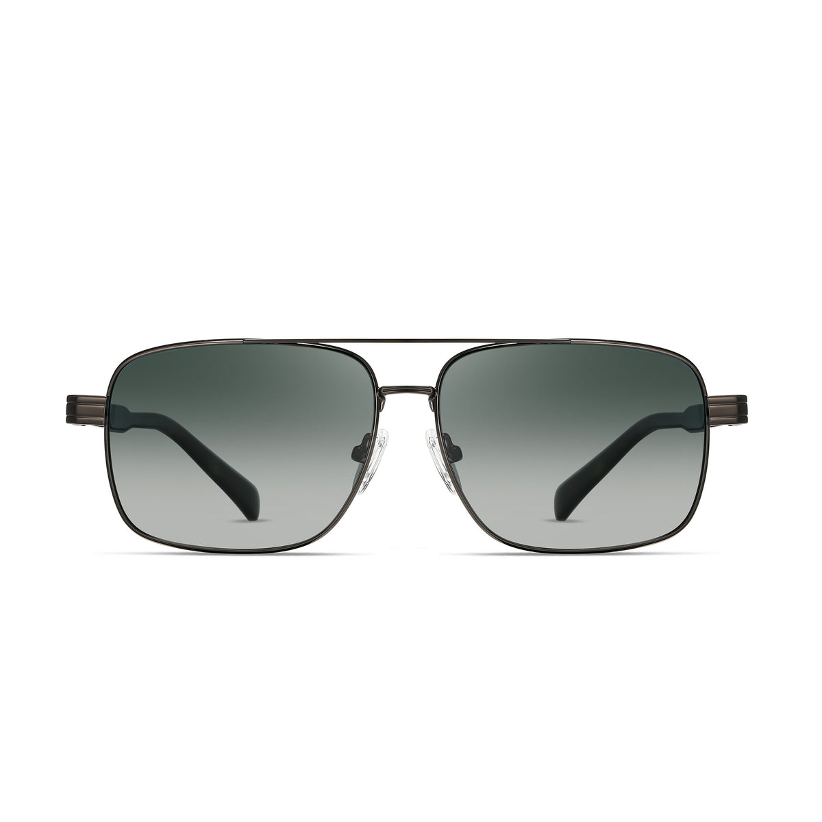 Polarized Sunglasses Men Double Bridge Gunmetal Frame Green Lens Outdoor
