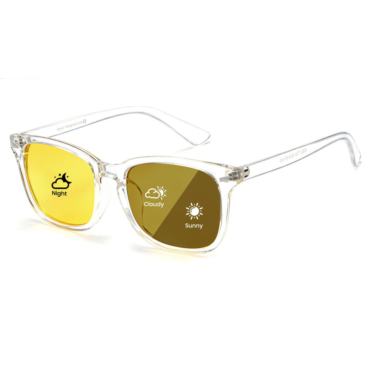 Rectangle photochromic driving sunglasses, polarized blue light blocking, yellow-tea lens, PC frame (P1082Hi34)