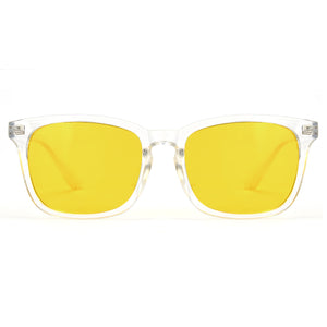 Rectangle photochromic driving sunglasses, polarized blue light blocking, yellow-tea lens, PC frame (P1082Hi34)