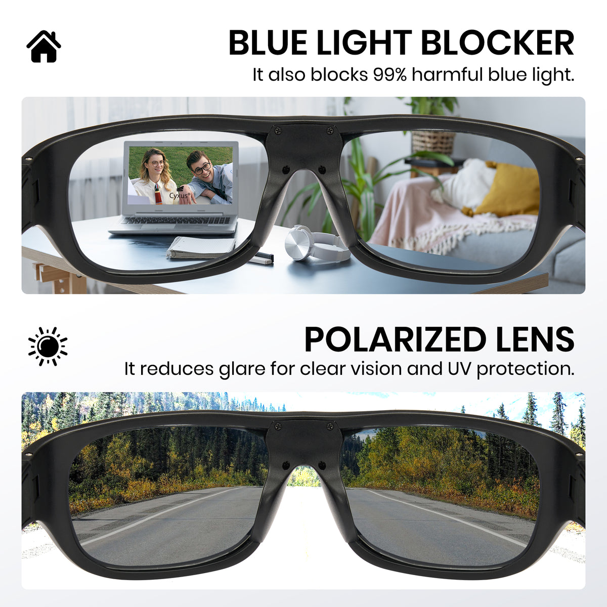 0.1 Seconds Photochromic Polarized Sunglasses with Blue Light Blocking P1153