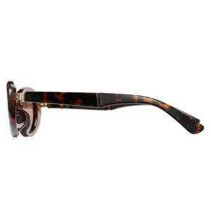 foldable polarized oval sunglasses brown TAC lenses unisex PC frame spring temples silicone nose pads travel driving fishing