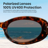 foldable polarized oval sunglasses brown TAC lenses unisex PC frame spring temples silicone nose pads travel driving fishing