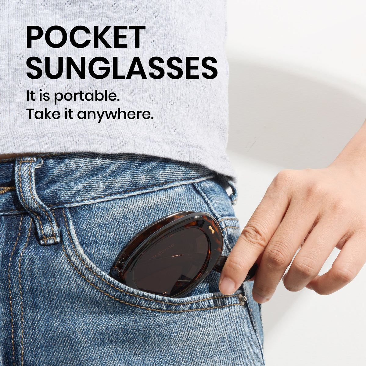 foldable polarized oval sunglasses brown TAC lenses unisex PC frame spring temples silicone nose pads travel driving fishing