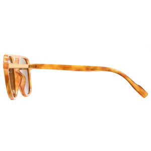 Yellow tortoise polarized aviator sunglasses, brown lens, double bridge