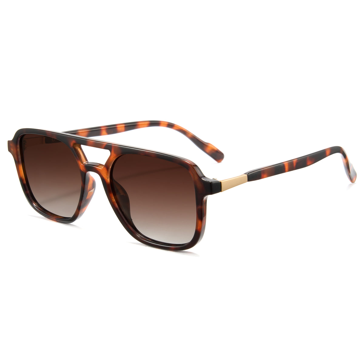 Brown tortoise pilot shades, tea polarized lens, double bridge aviator