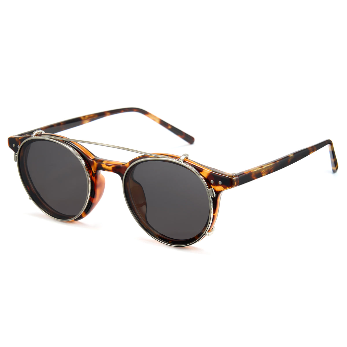 P1341 unisex round tortoise polarized sunglasses grey TAC lenses TR90 frame running fishing driving minimalist style メイン画像