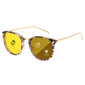TR90 night vision sunglasses with yellow photochromic lens and gold temples, P1869Hi03