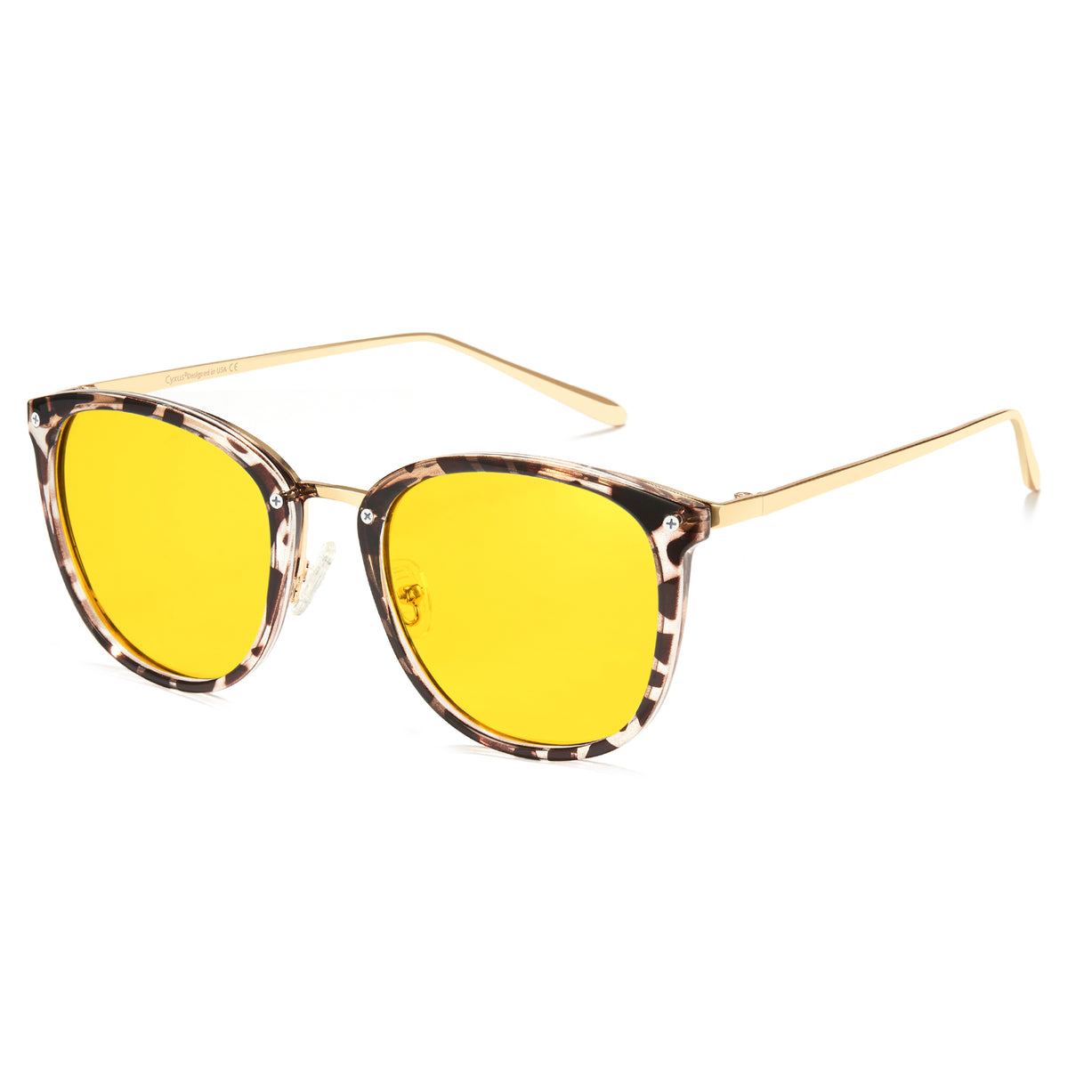 TR90 night vision sunglasses with yellow photochromic lens and gold temples, P1869Hi03