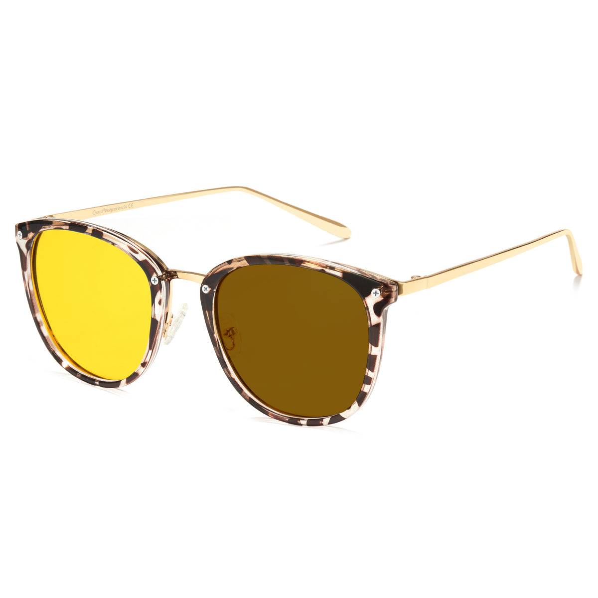 TR90 night vision sunglasses with yellow photochromic lens and gold temples, P1869Hi03
