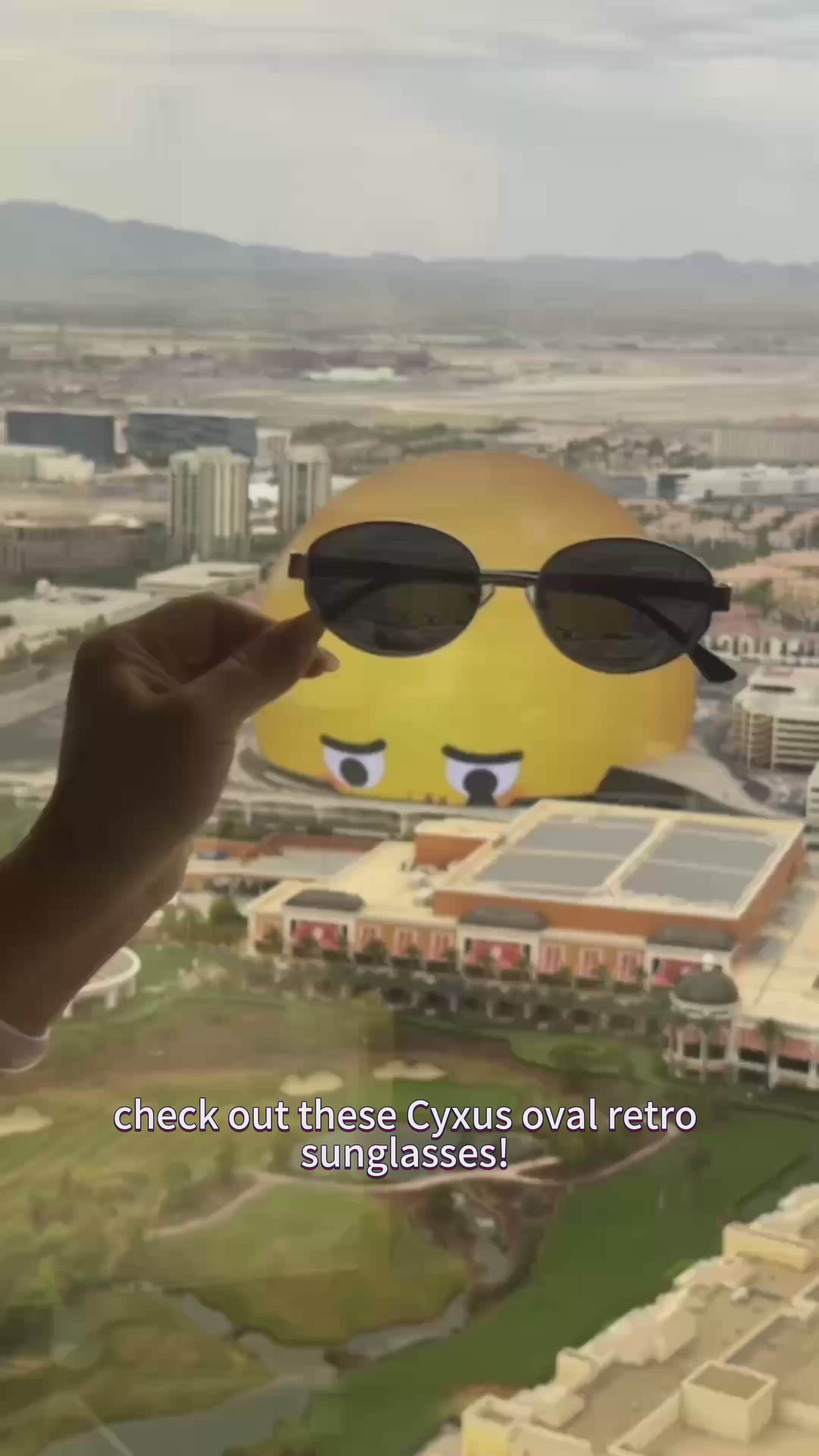 Cyxus Oval Retro Sunglasses in Las Vegas Sphere