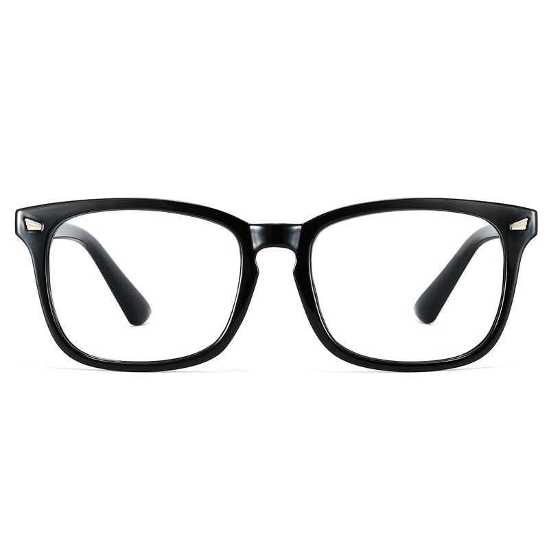 Bright Black Retro Style Anti-Blue Light & Prescription Glasses Hauptbild