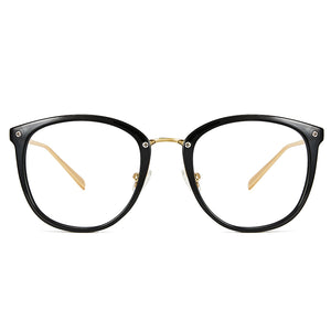 Bright Black Retro Round TR 90 Frame Glasses