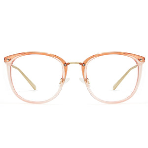 Crystal pink Tortoise Retro Round TR 90 Frame Anti-Blue Light & Prescription Glasses