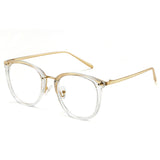 Gold Retro Round TR 90 Frame Glasses