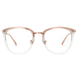Rose Gold Retro Round TR 90 Frame Anti-Blue Light & Prescription Glasses